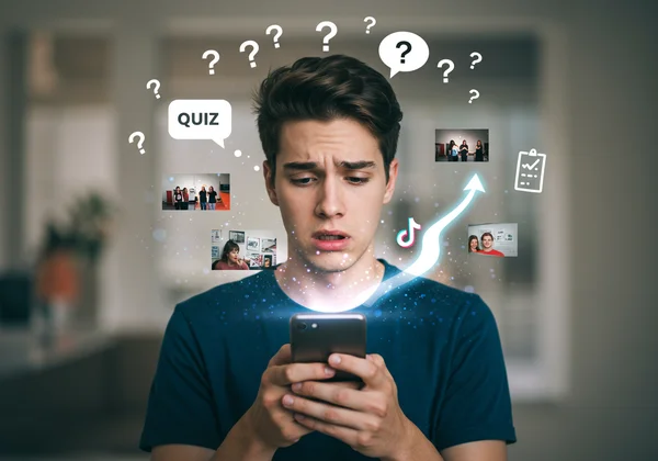 Person looking at TikTok videos, showing confusion and seeking clarity