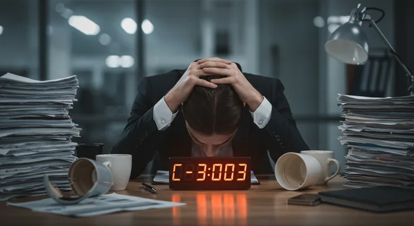 Overwhelmed professional experiencing burnout and stress