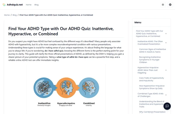 ADHD 퀴즈로 자신의 ADHD 유형 찾기: 부주의형, 과잉행동형 또는 복합형